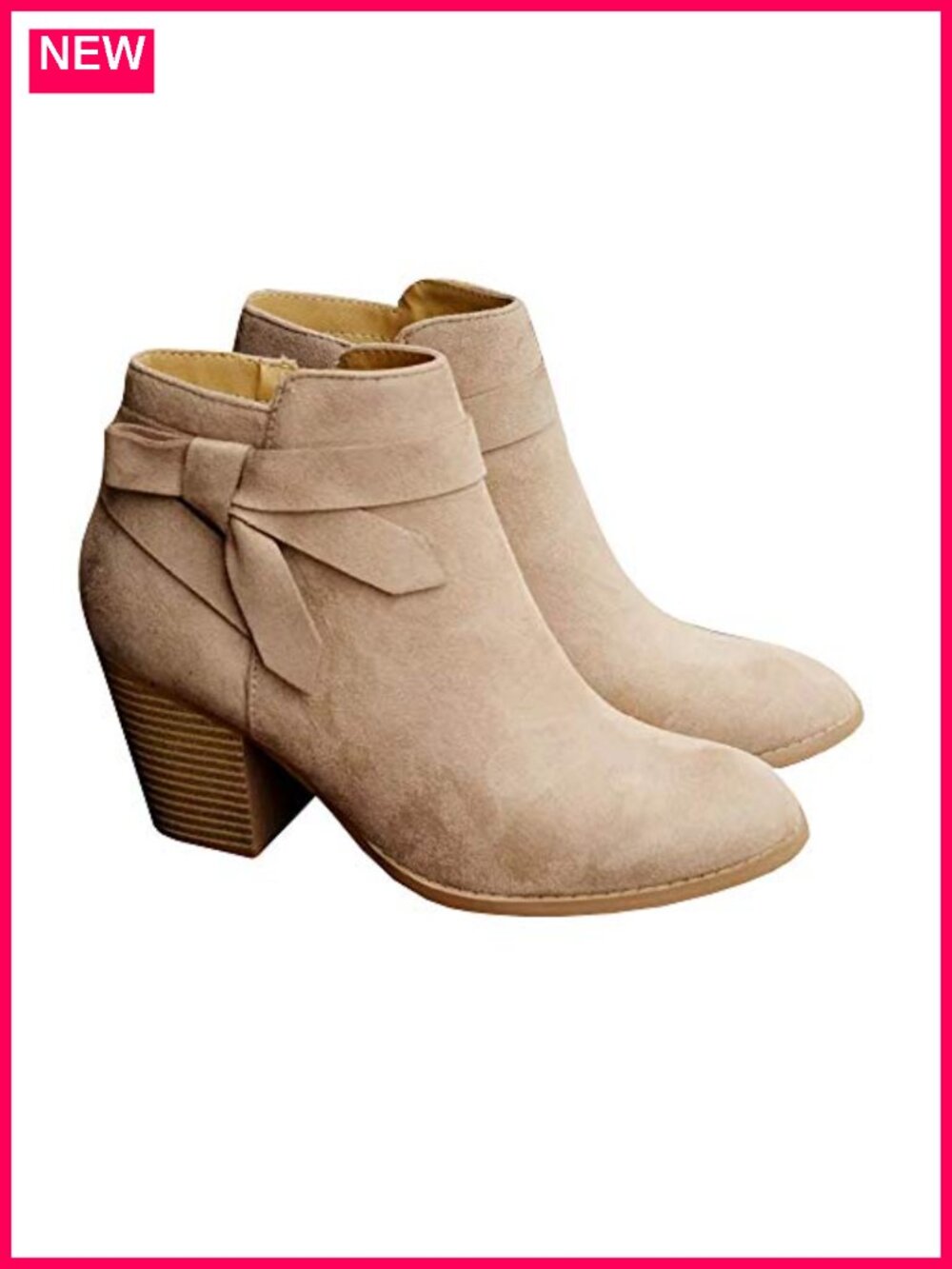 Women's Chelsea Ankle Booties Chunky Stacked Heel Faux Suede Side Zipper